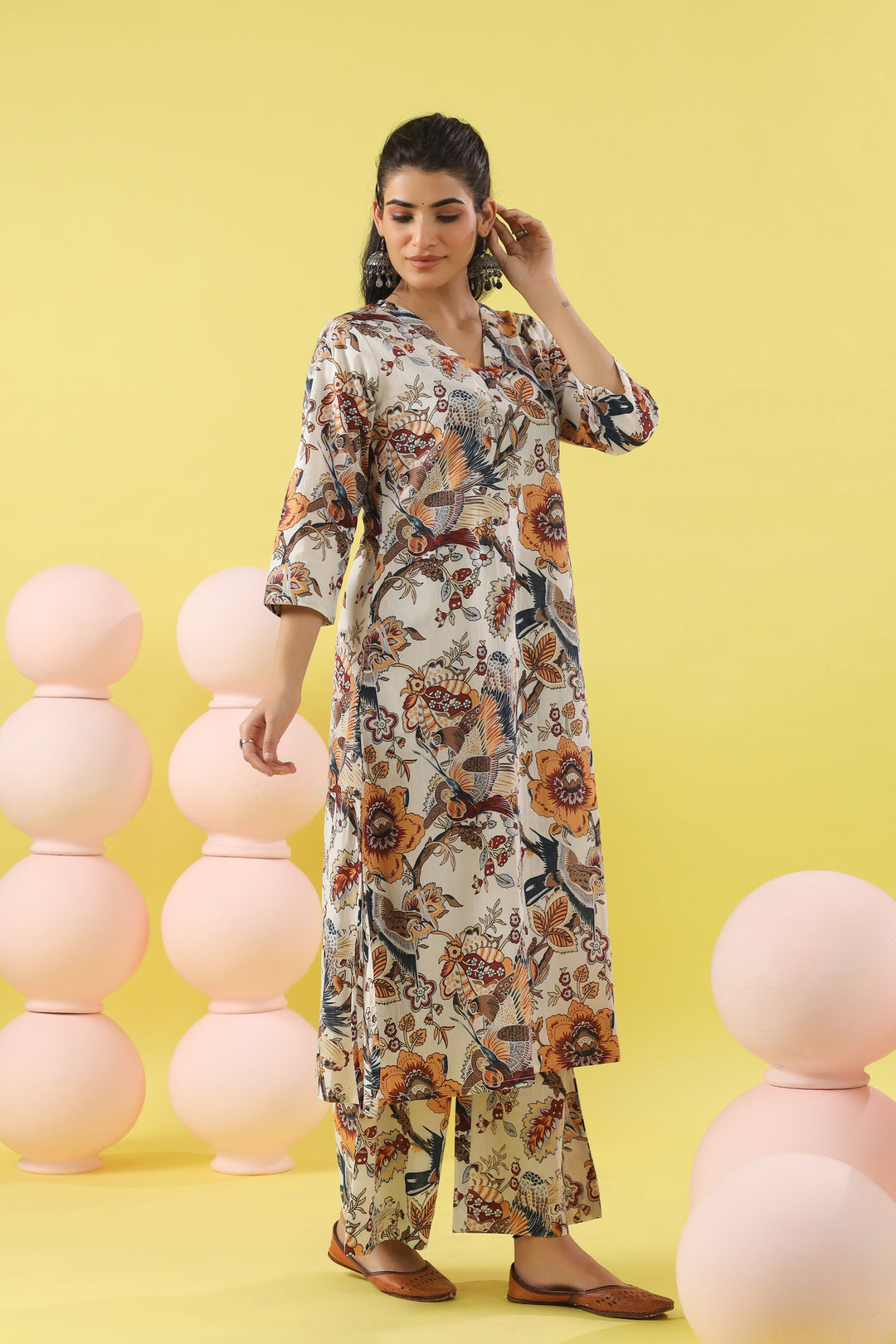 Mariyan White A-line Kurta Set