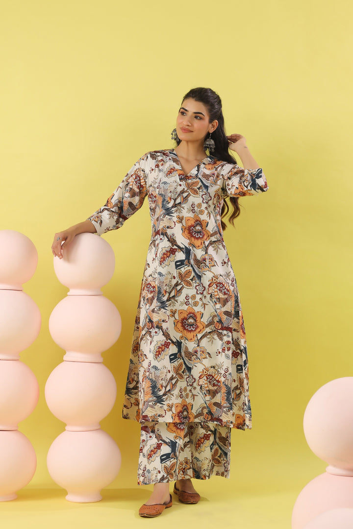 Mariyan White A-line Kurta Set