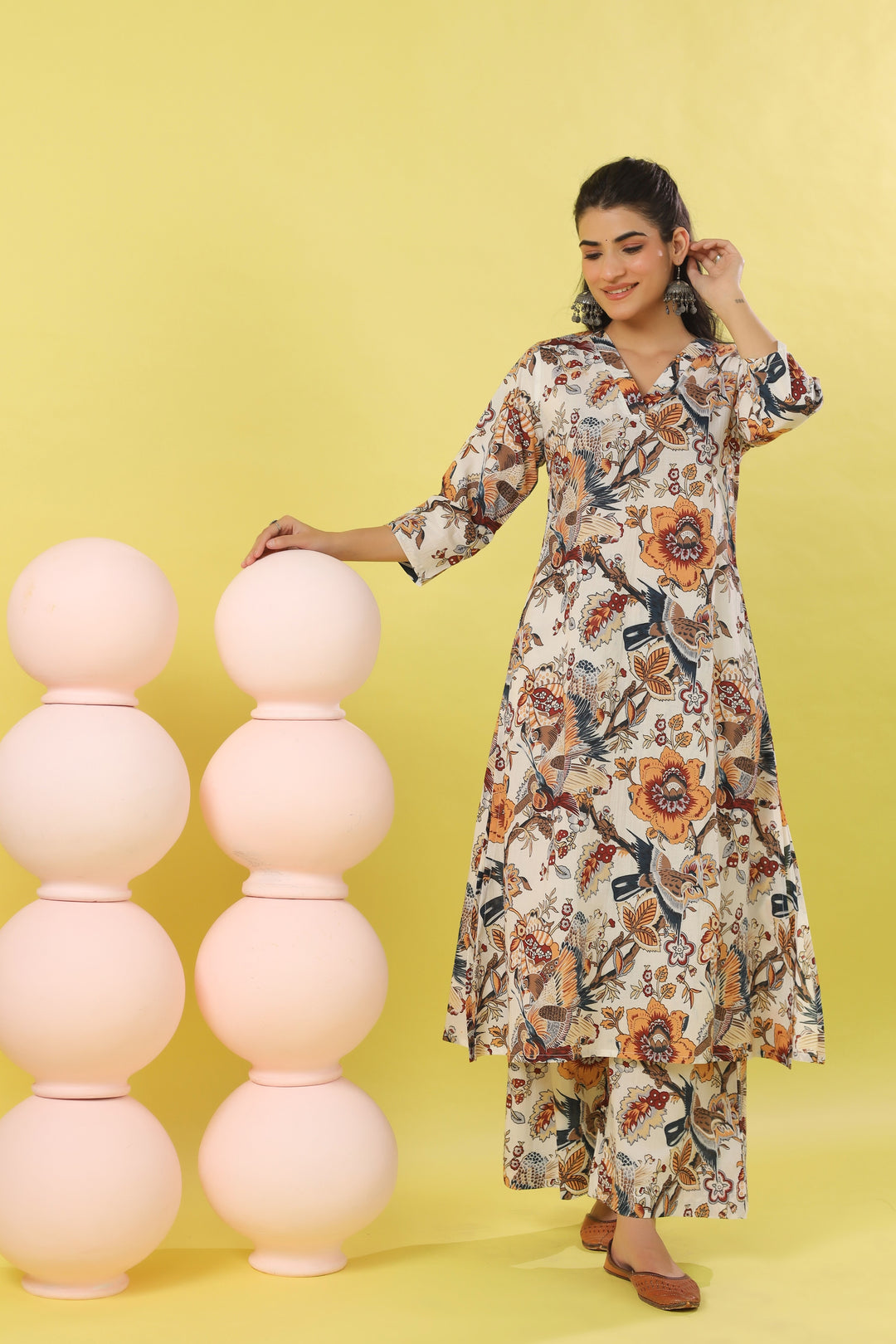 Mariyan White A-line Kurta Set