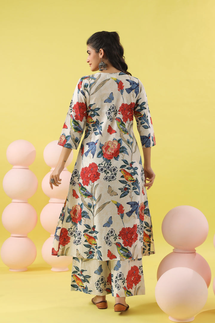 Laila White A-line Kurta Set