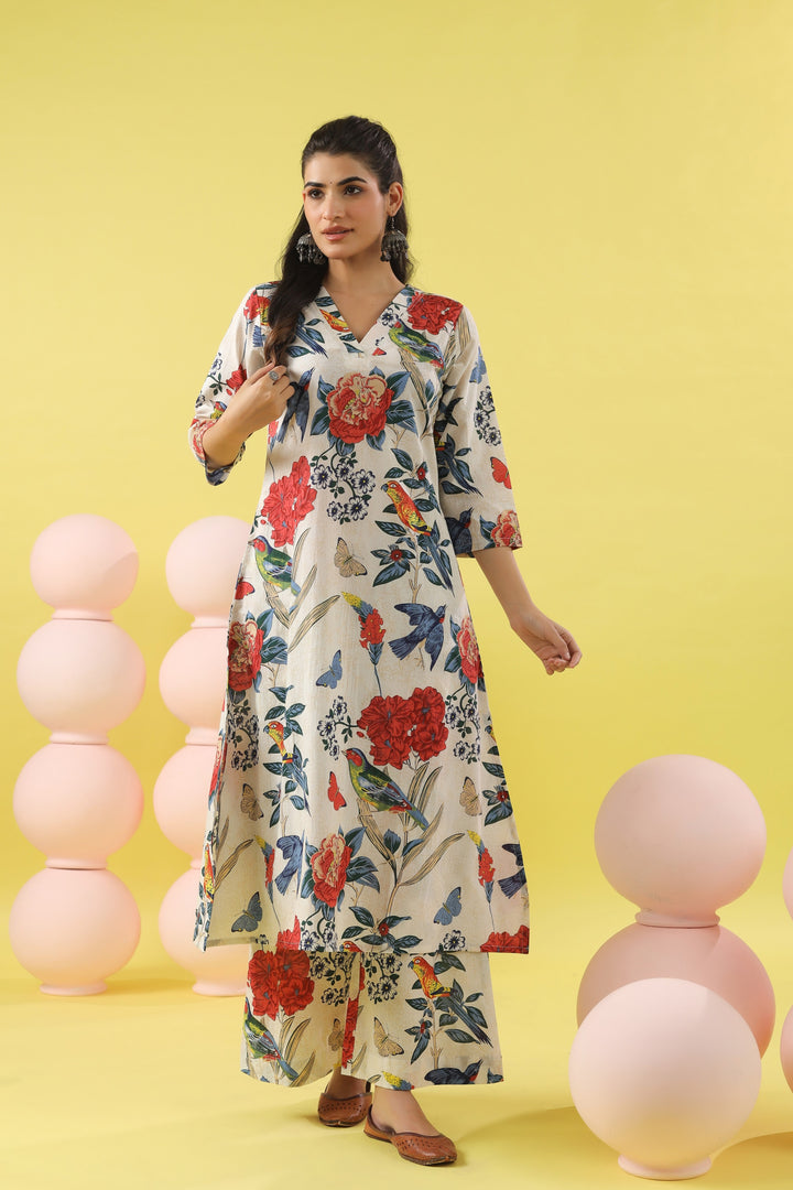 Laila White A-line Kurta Set