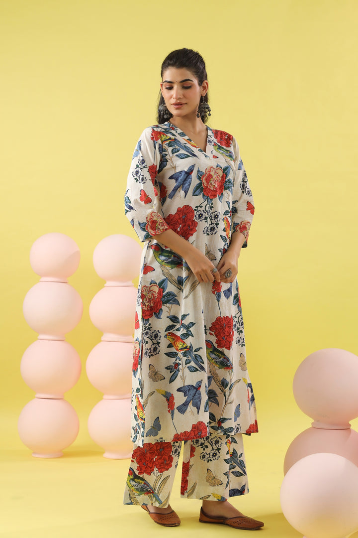 Laila White A-line Kurta Set