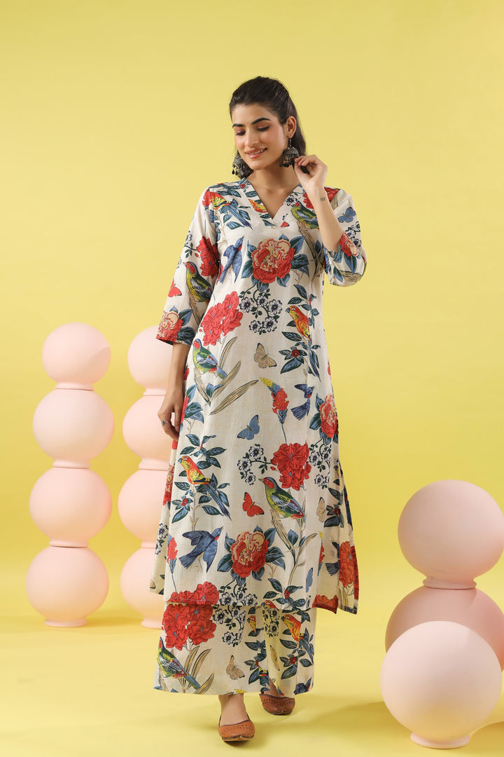 Laila White A-line Kurta Set