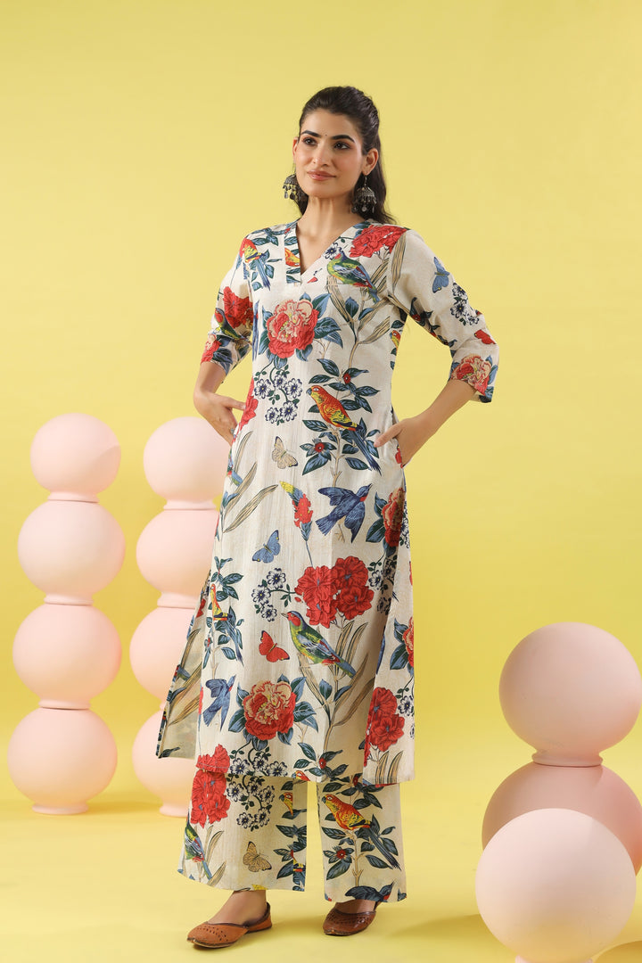 Laila White A-line Kurta Set