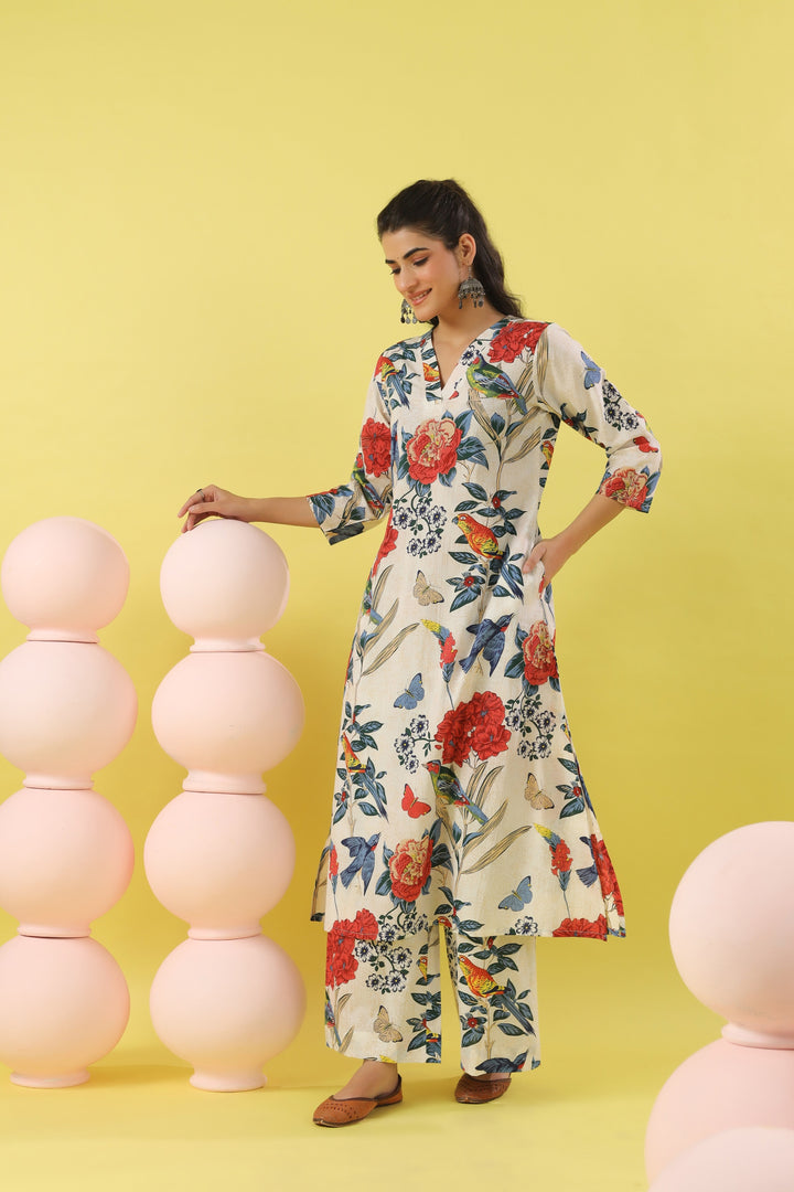 Laila White A-line Kurta Set