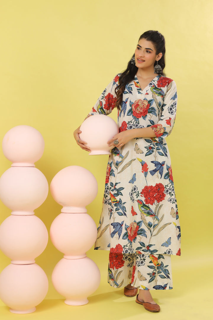 Laila White A-line Kurta Set