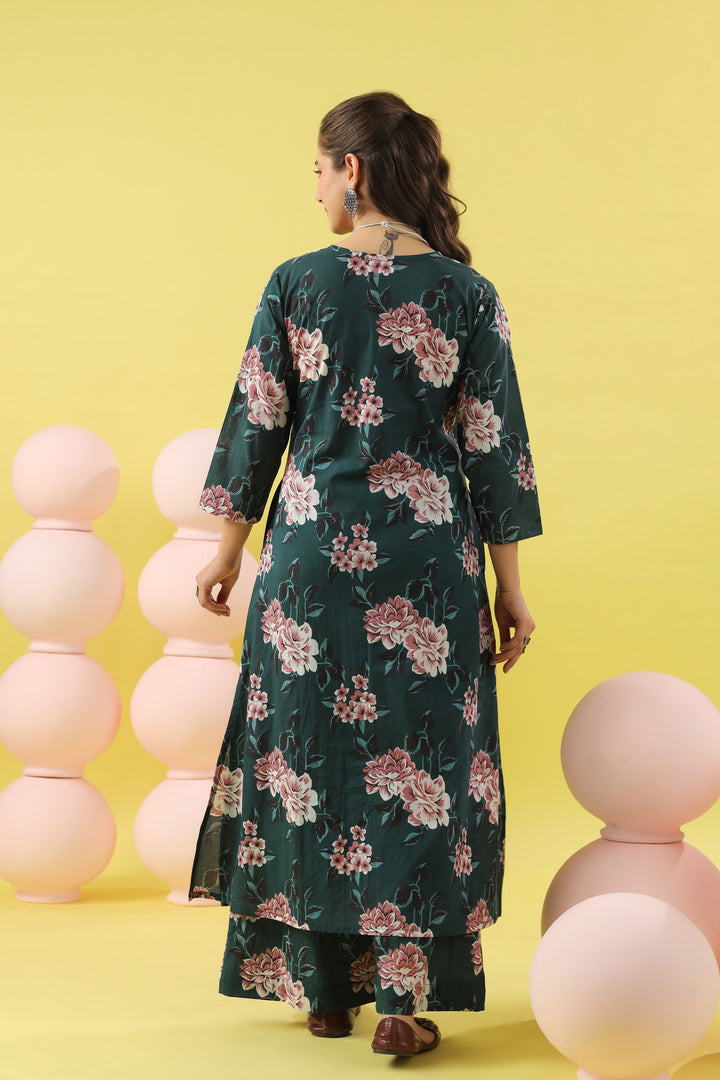 Farida Teal A-line Kurta Set