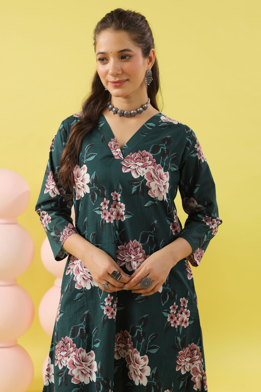 Farida Teal A-line Kurta Set