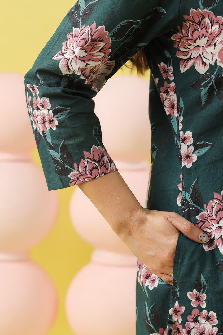 Farida Teal A-line Kurta Set