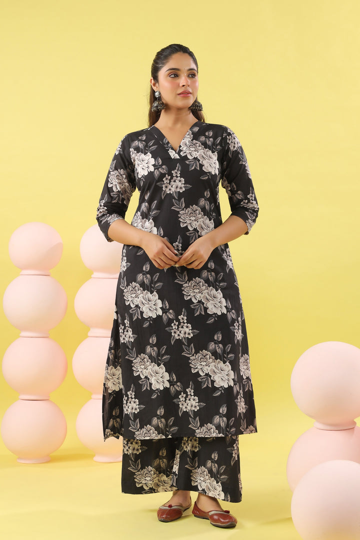 Savya Black A-line Kurta Set