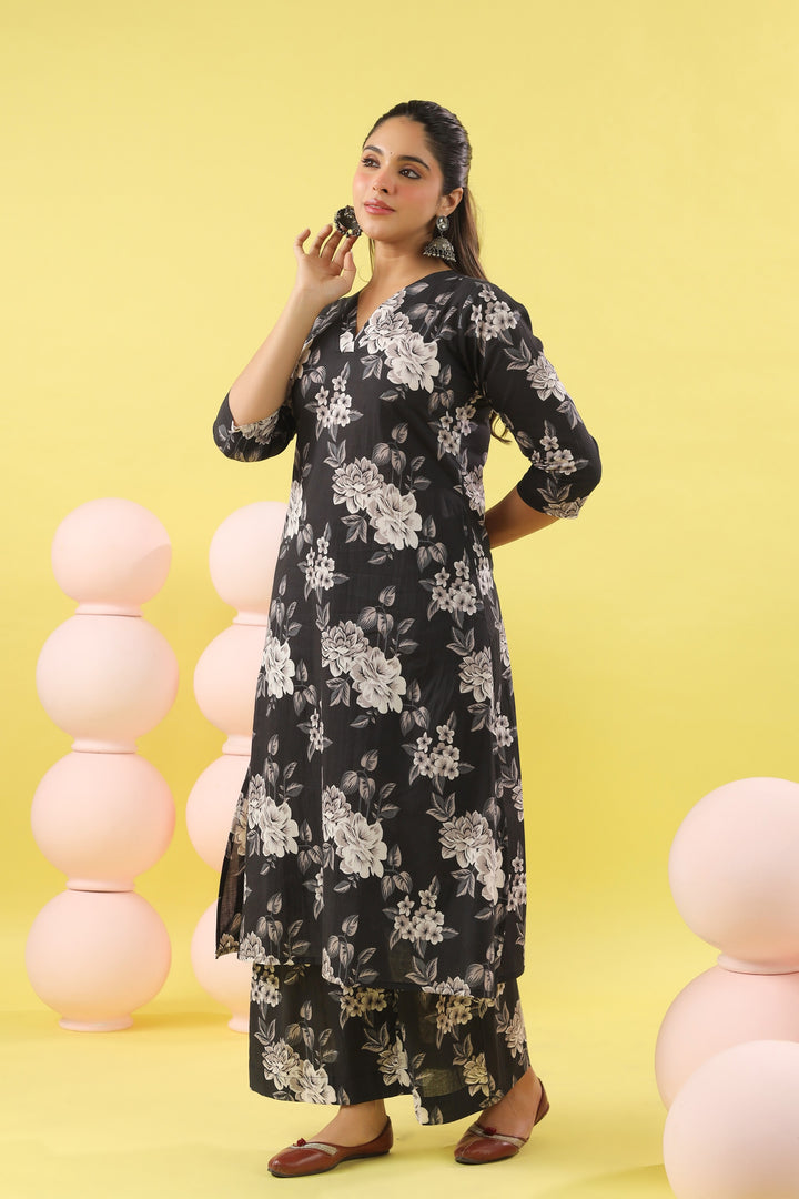 Savya Black A-line Kurta Set