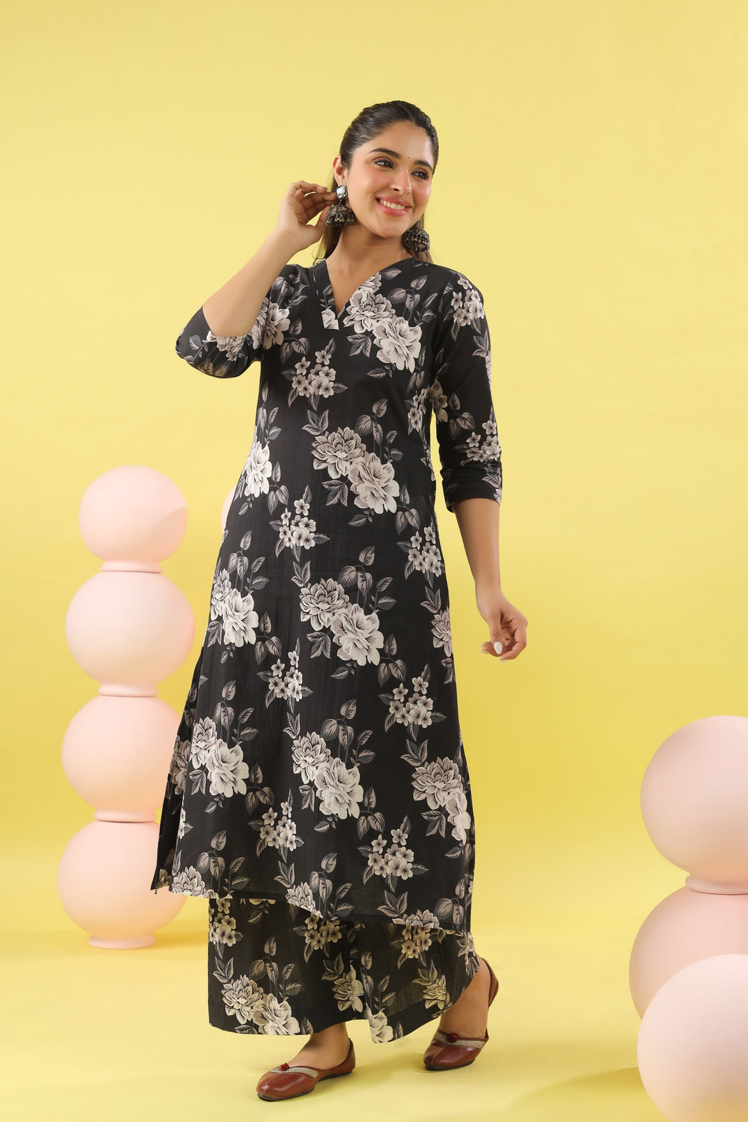 Savya Black A-line Kurta Set