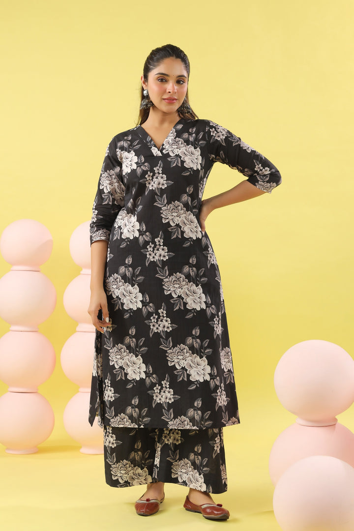 Savya Black A-line Kurta Set