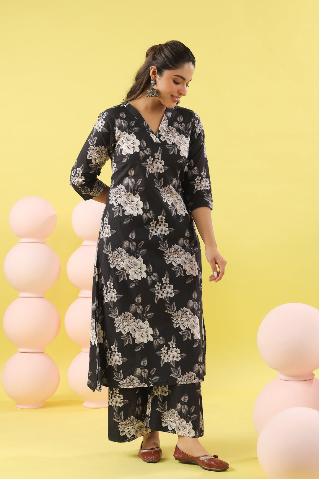Savya Black A-line Kurta Set
