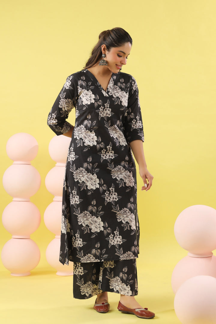 Savya Black A-line Kurta Set