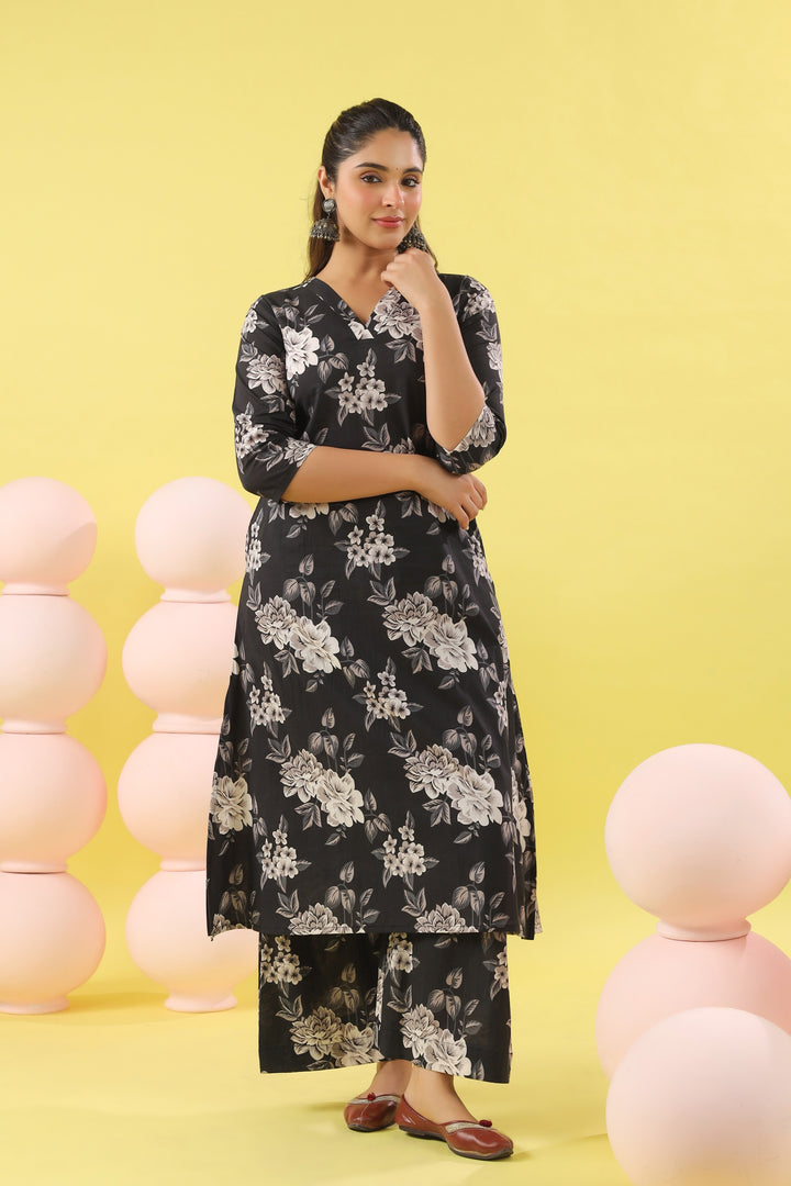 Savya Black A-line Kurta Set