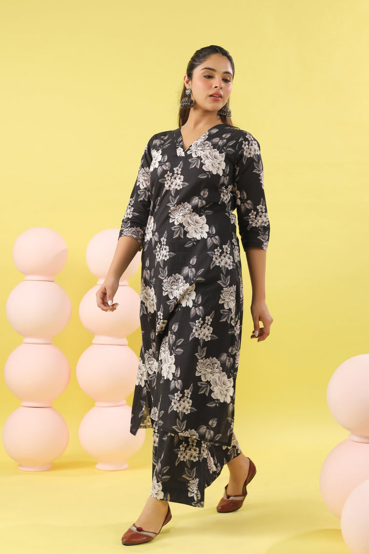 Savya Black A-line Kurta Set