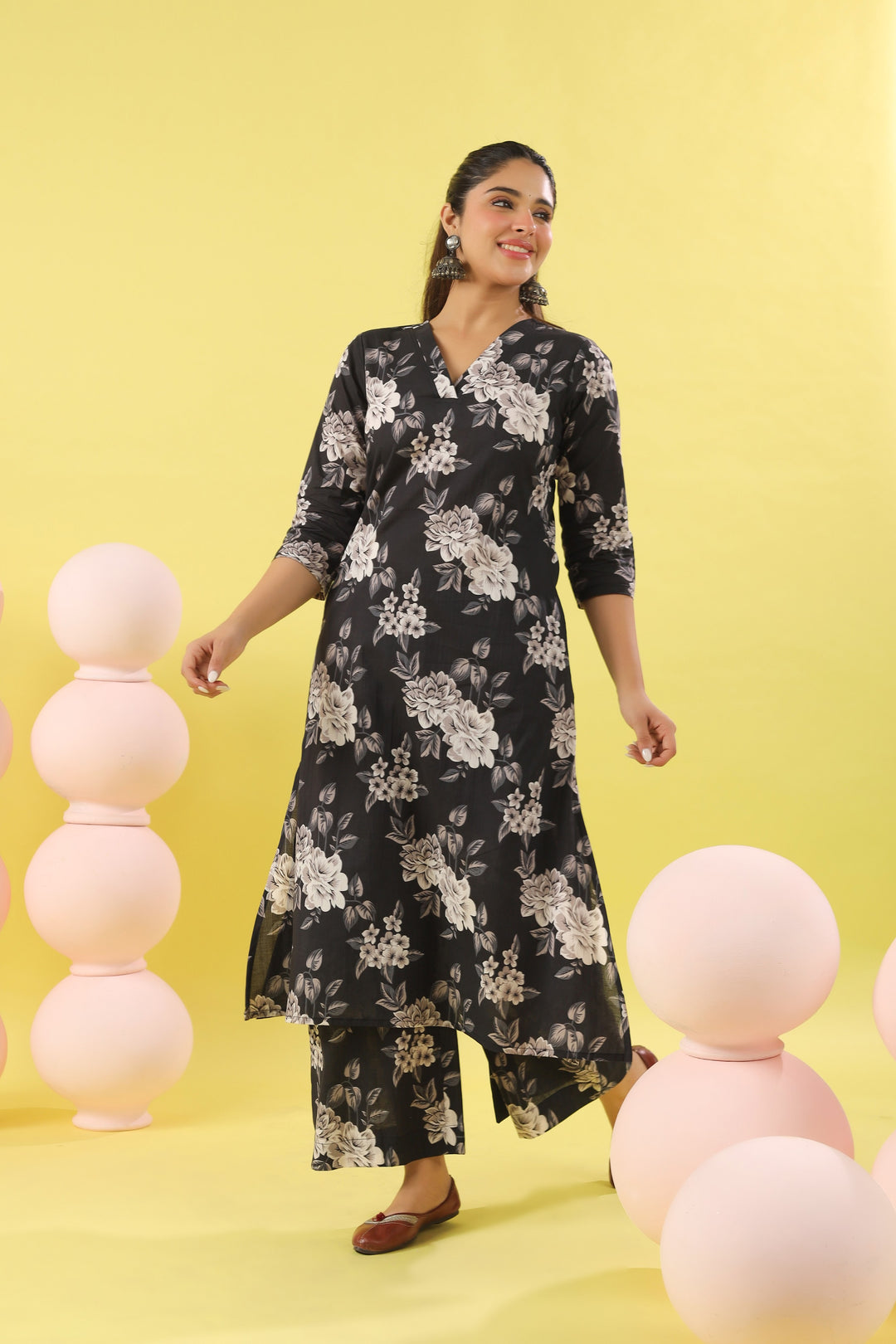 Savya Black A-line Kurta Set