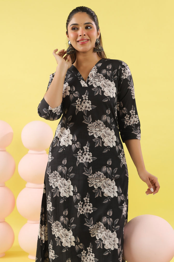 Savya Black A-line Kurta Set