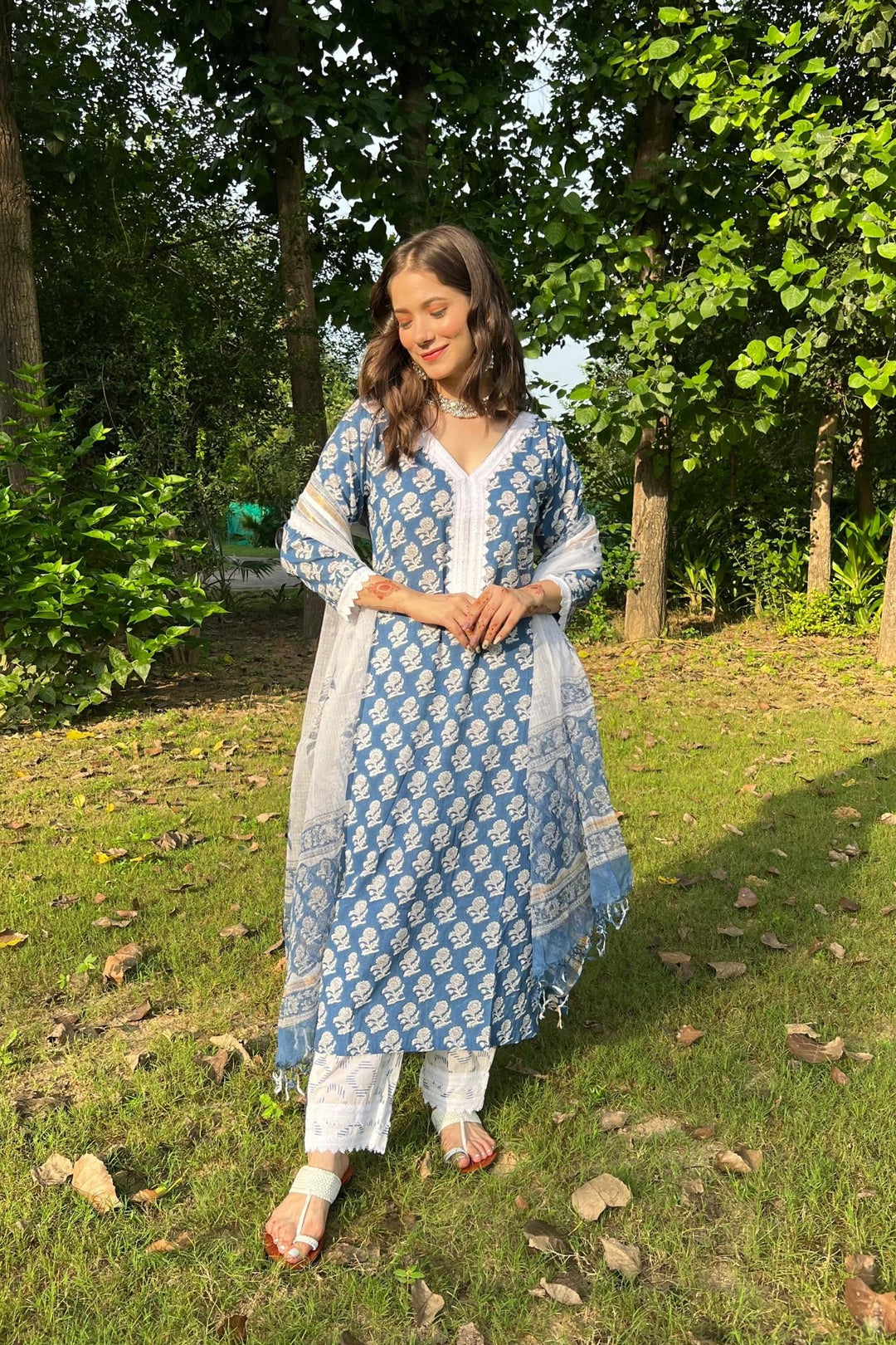 Unstitched - Shehnaaz Blue Cotton Set