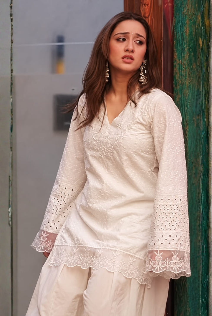 Gulnaaz White Cotton Farshi Set