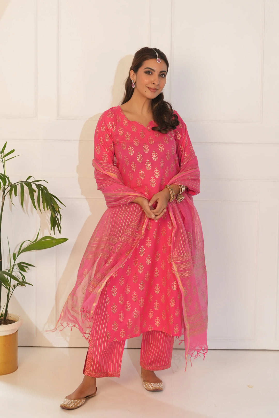 Unstitched - Raya Pink Cotton Suit Set