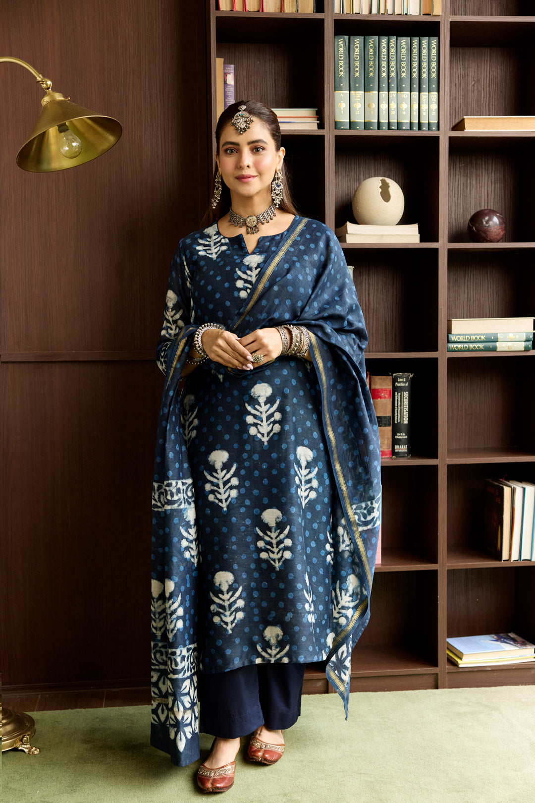Kashish Blue Chanderi Dabu Suit Set