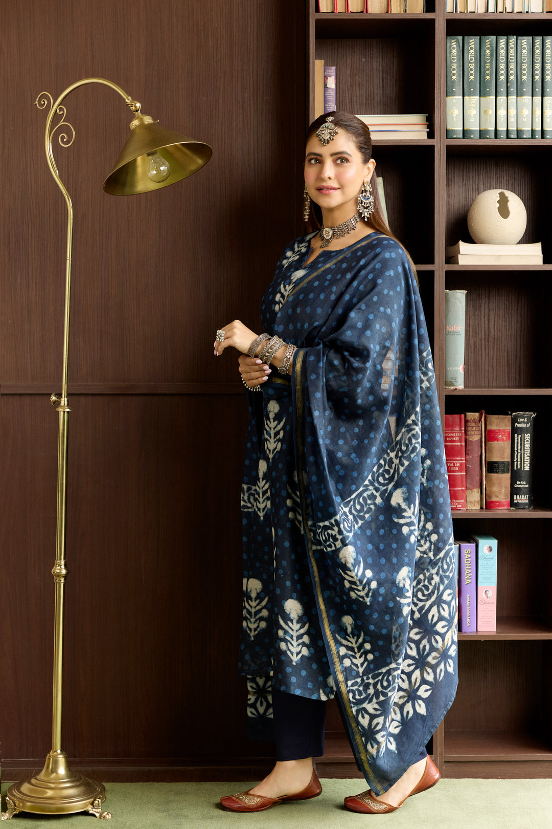 Kashish Blue Chanderi Dabu Suit Set
