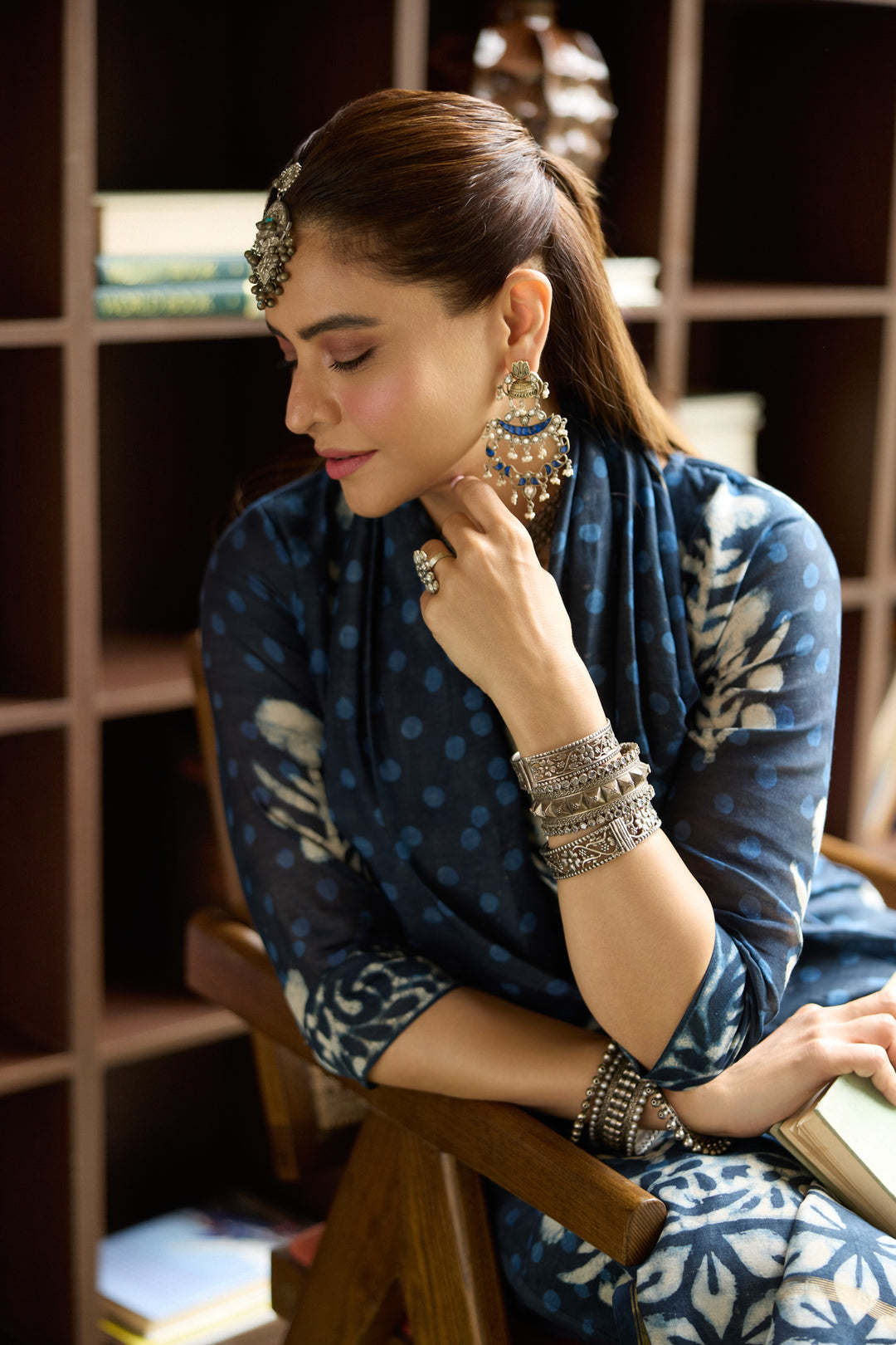 Kashish Blue Chanderi Dabu Suit Set