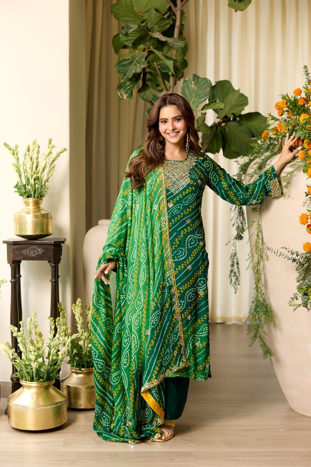 Mohini Green Bandhej Suit Set