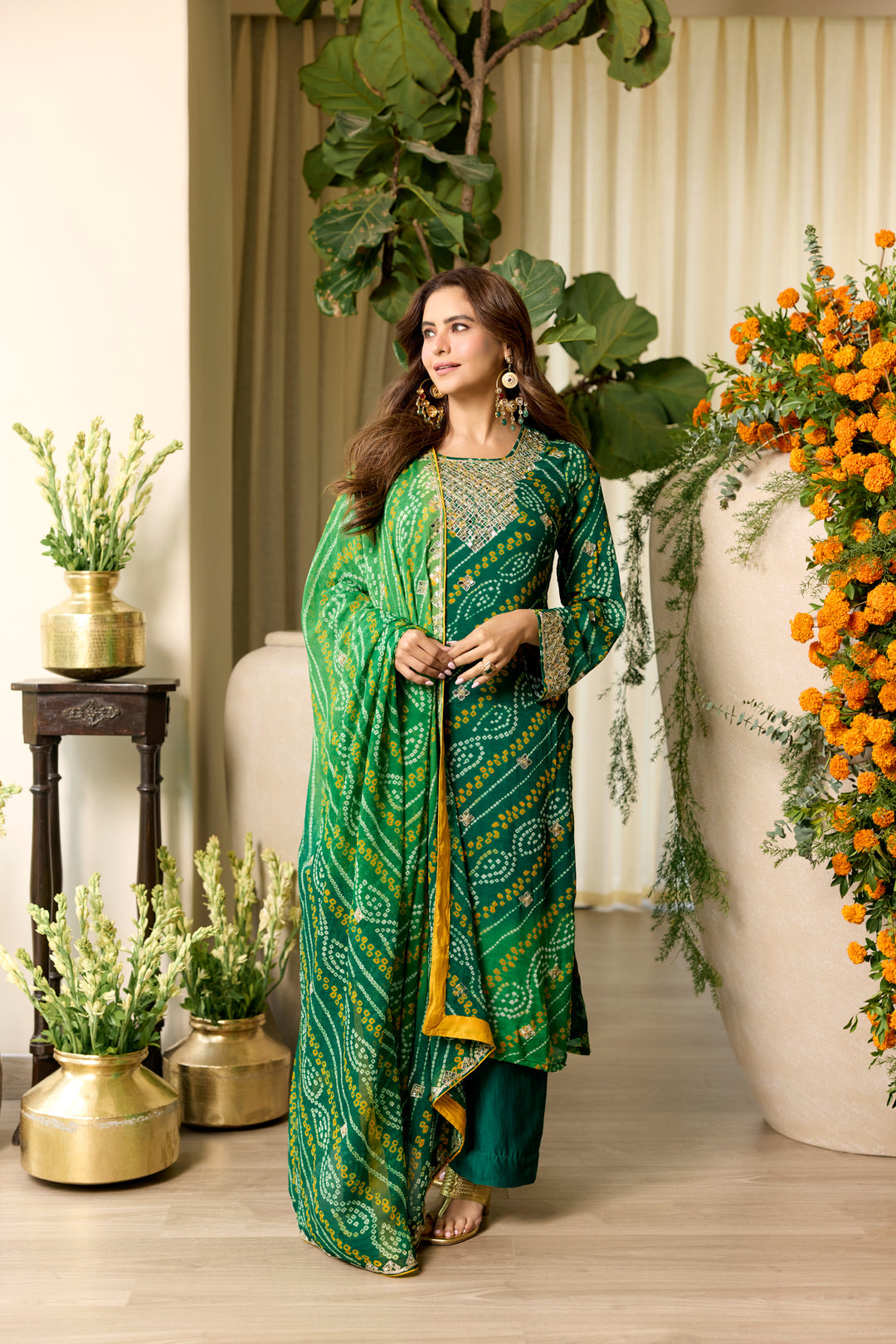 Mohini Green Bandhej Suit Set