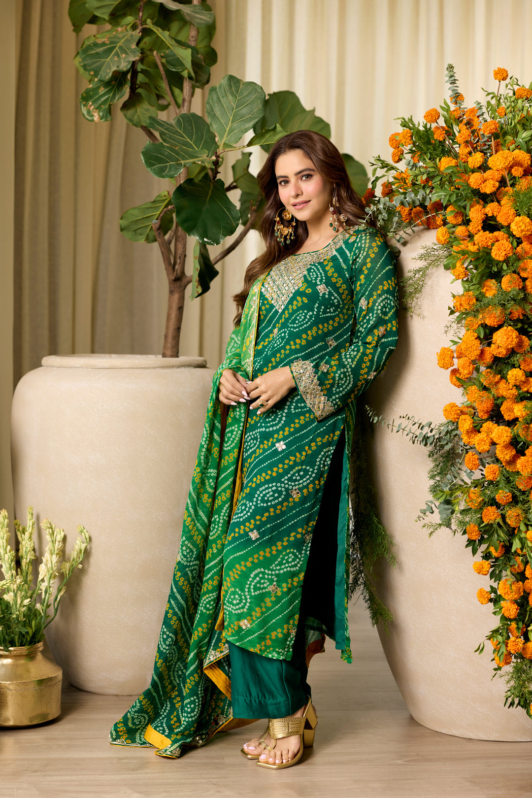 Mohini Green Bandhej Suit Set