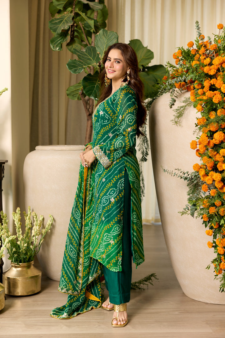 Mohini Green Bandhej Suit Set