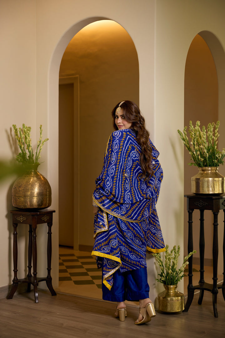 Renuka Blue Bandhej Suit set