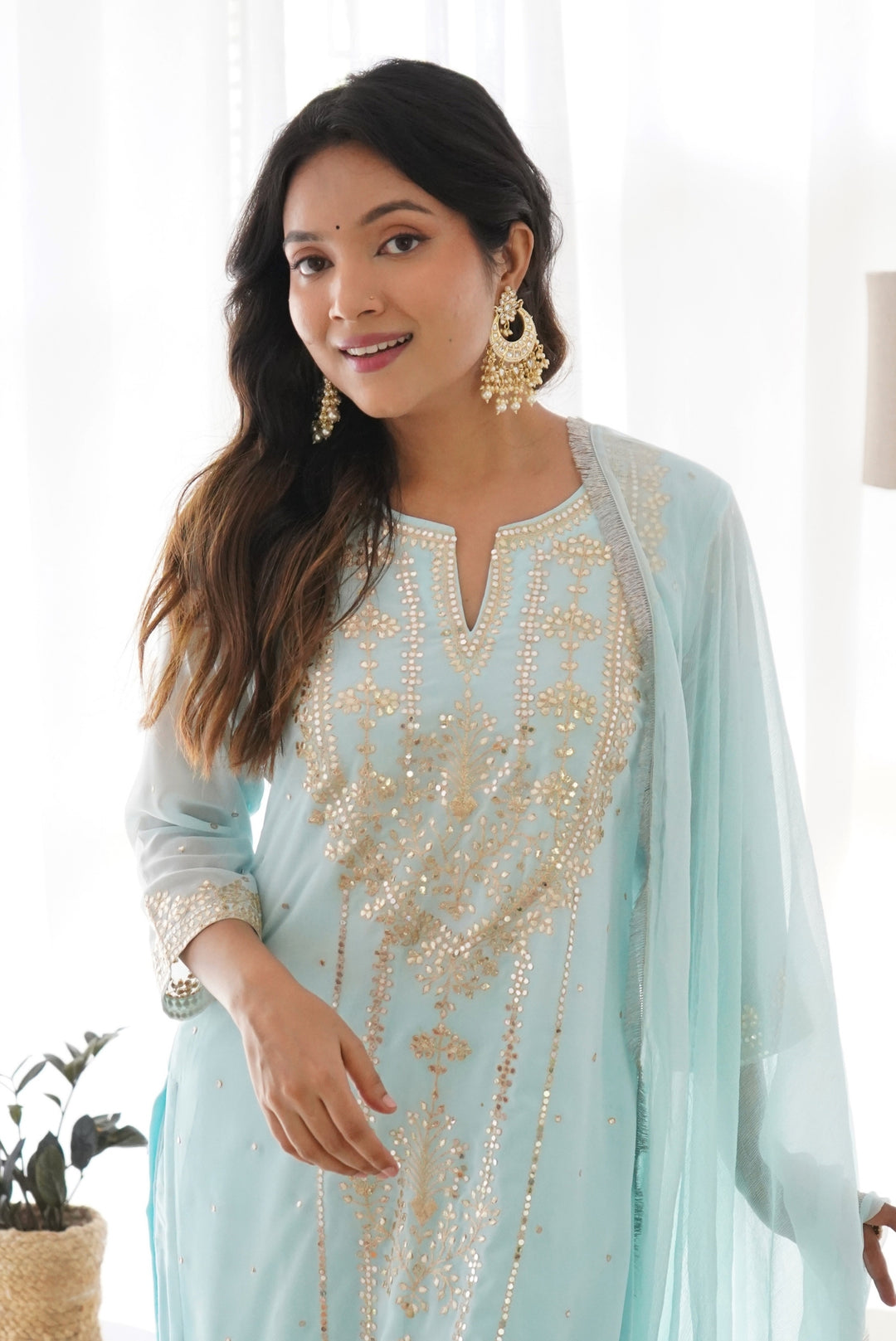 Light Blue Aari Suit Set