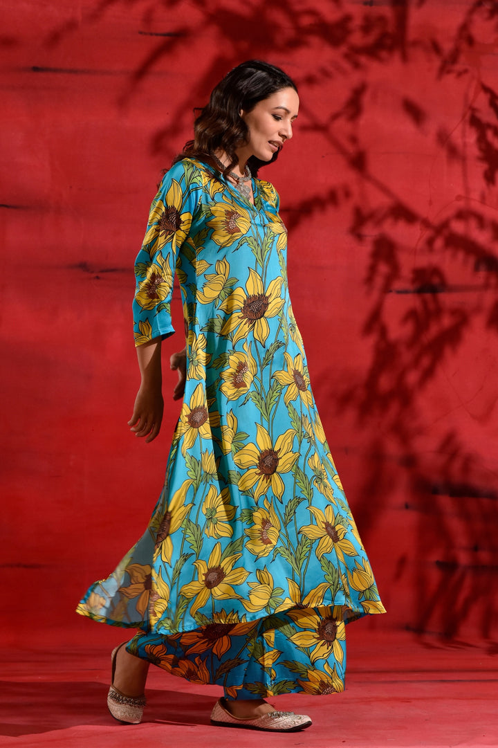 Sunflower Modal Satin Suit Set