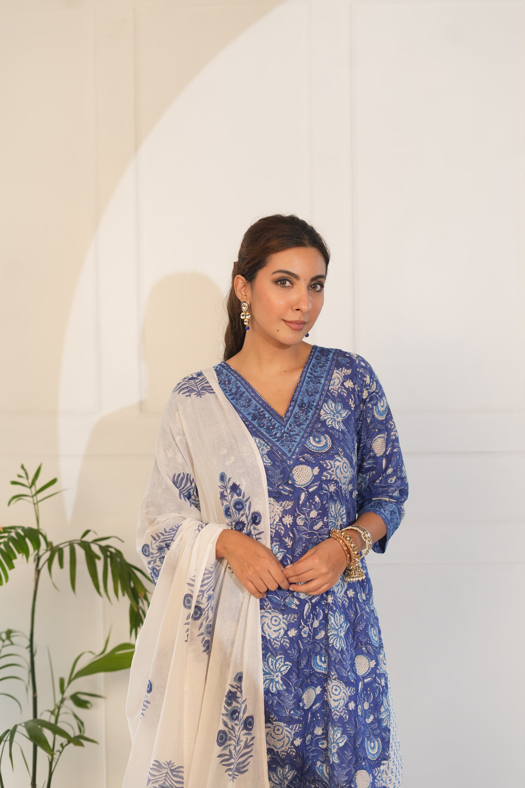 Bhavya Blue Cotton Suit Set