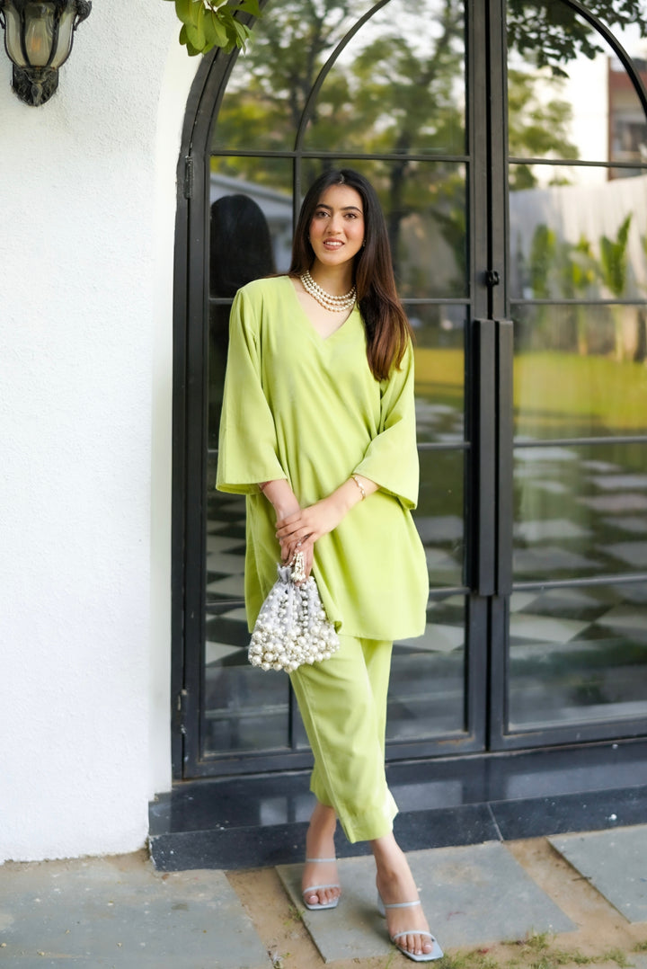 Lime Velvet Co-ord Set