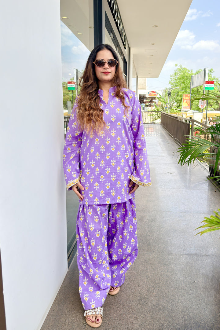 Purple Printed Farshi Salwar Set