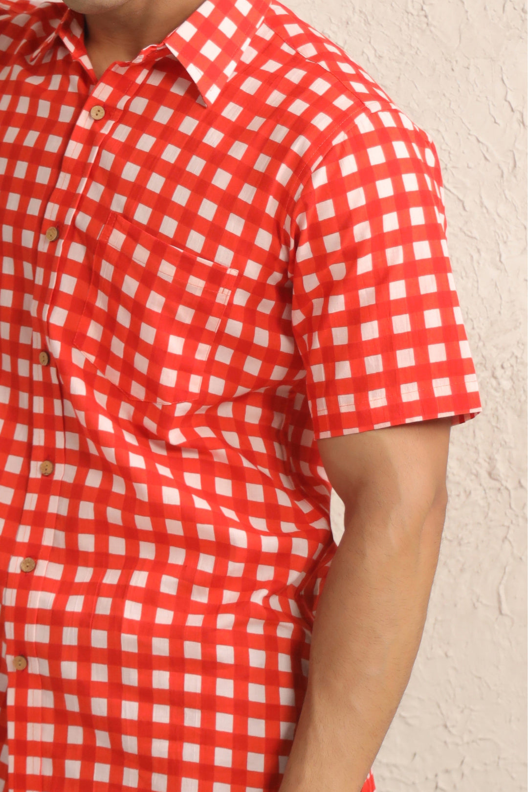 Red Checks Half Sleeve Shirt