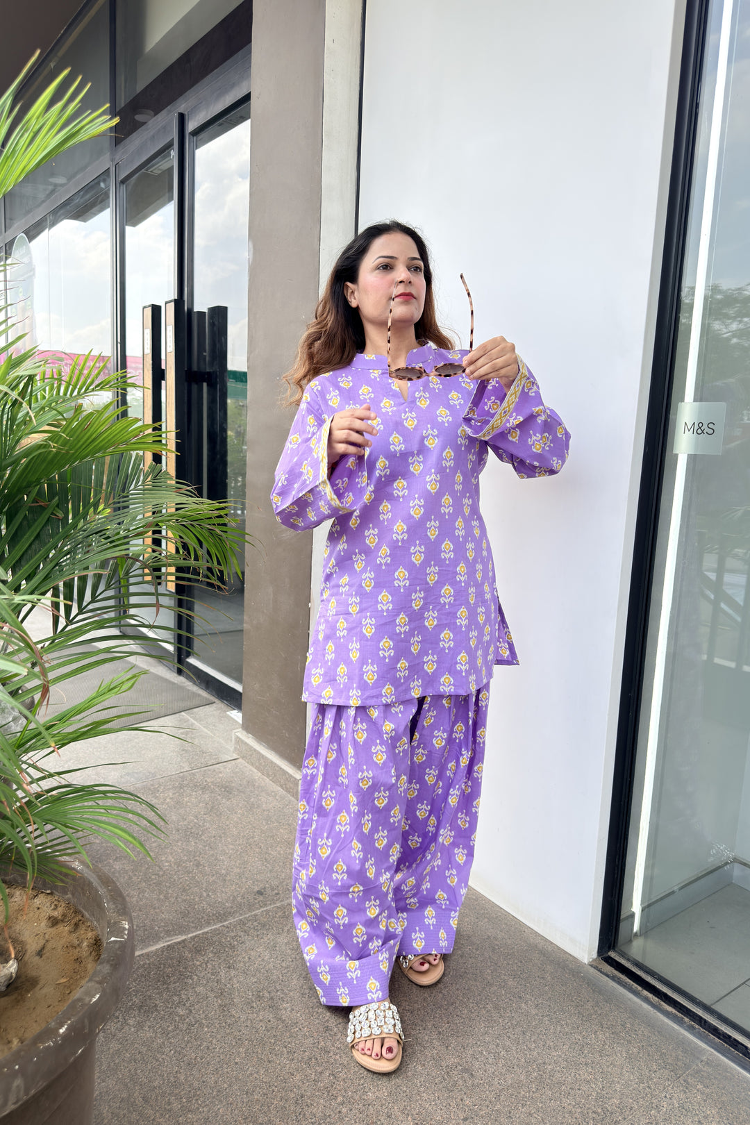 Purple Printed Farshi Salwar Set