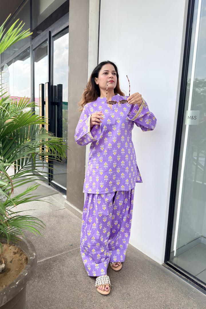 Purple Printed Farshi Salwar Set