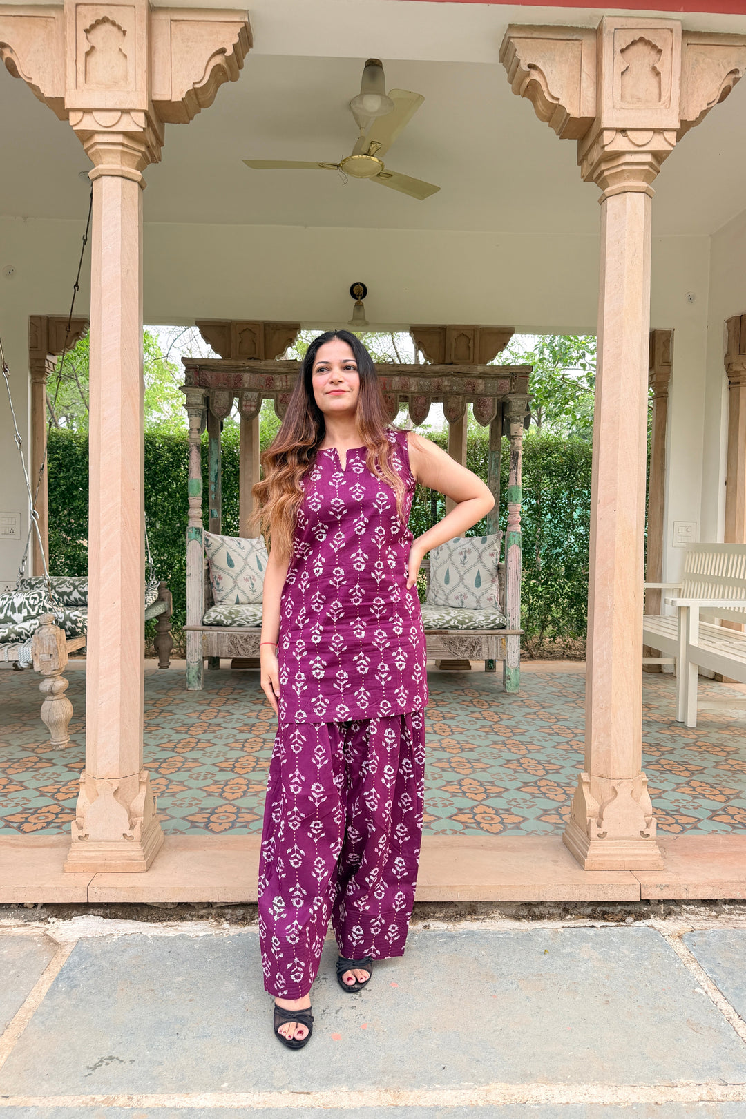 Farshi Wine Ikkat Set