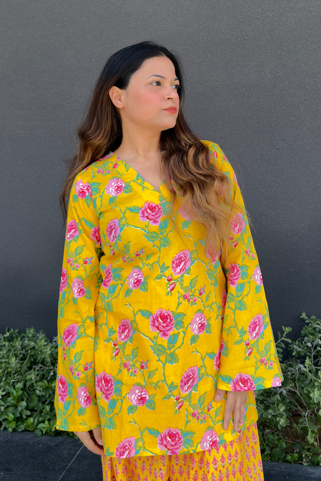 Yellow Printed Farshi Salwar Set