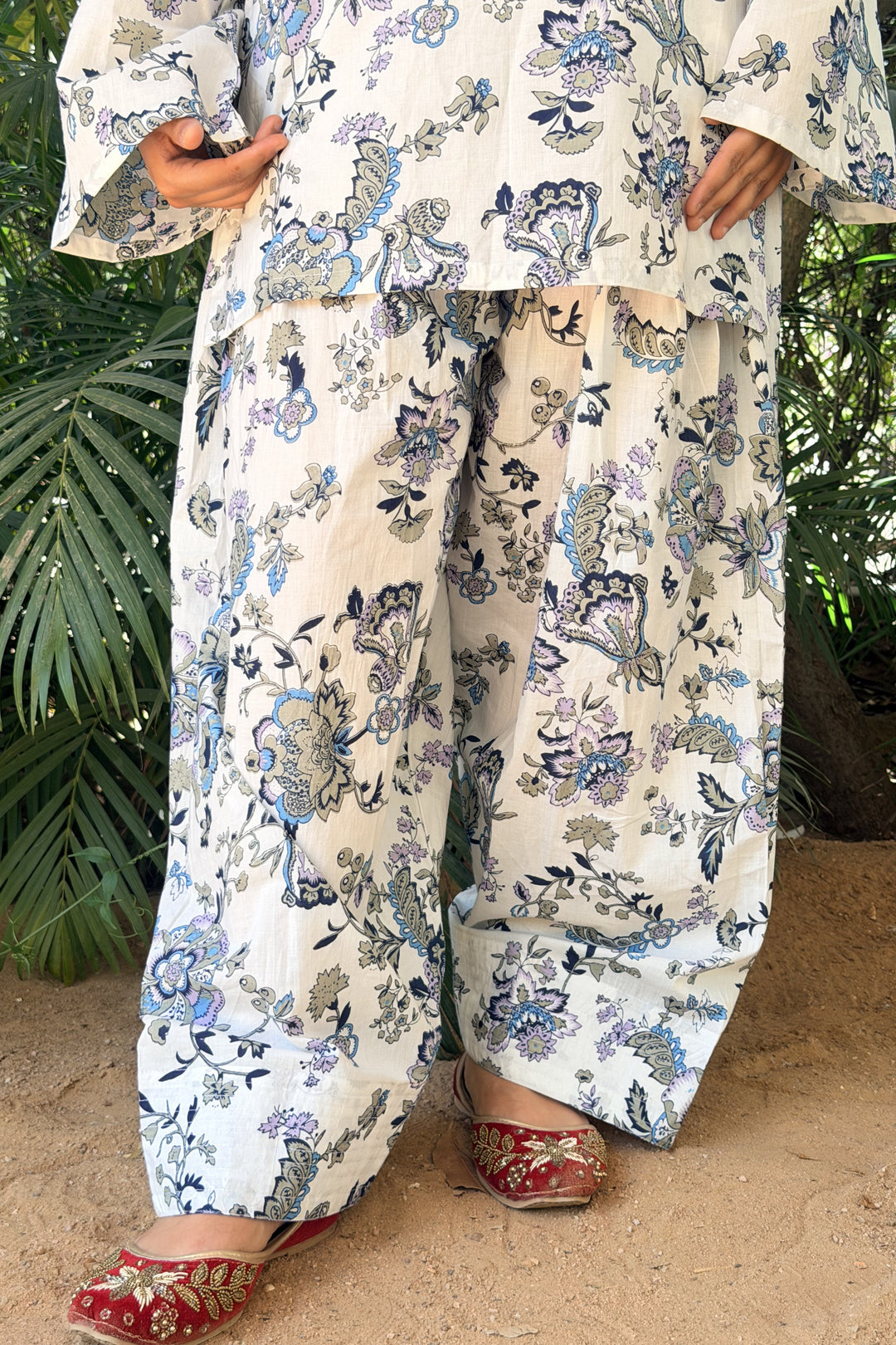 White Printed Farshi Salwar Set