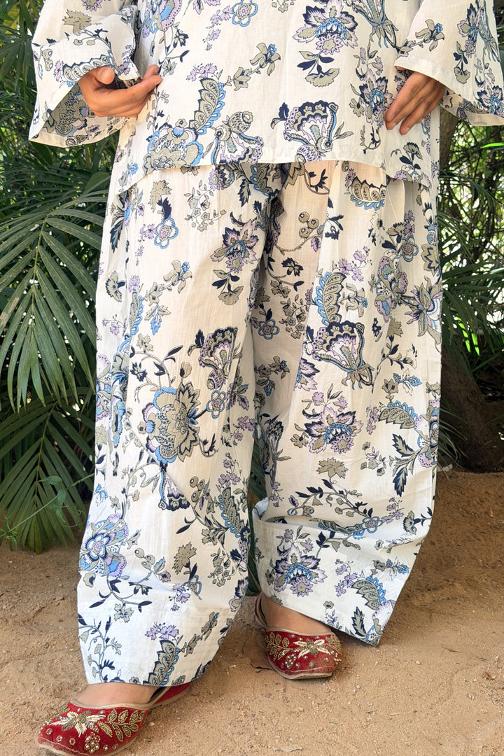 White Printed Farshi Salwar Set