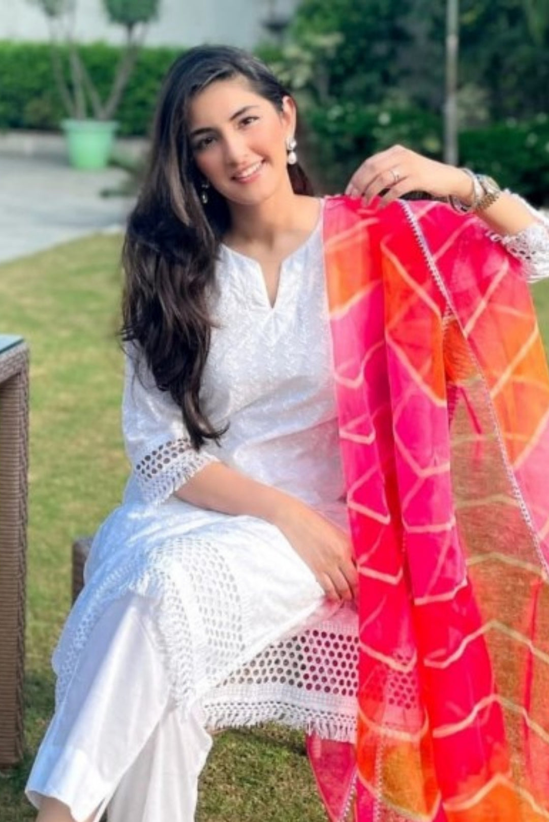White Chikankari Suit Set