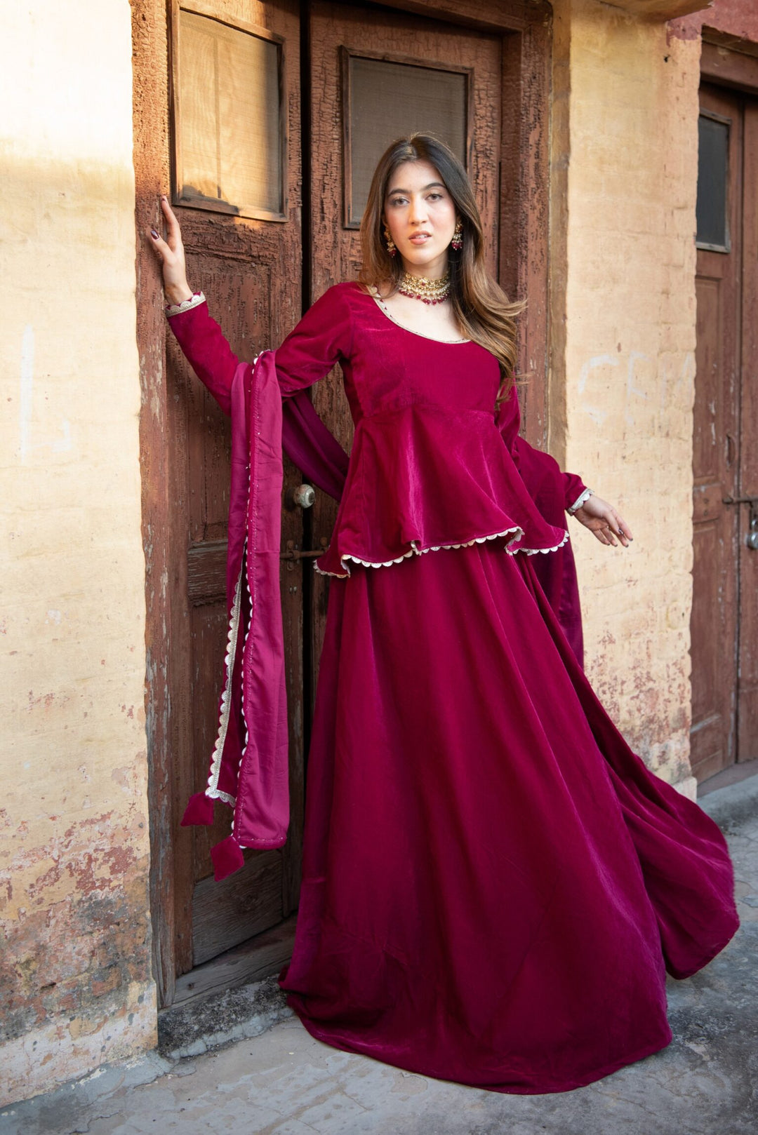 Skirt Set Velvet Skirt Design Rani Peplum Velvet Skirt Set