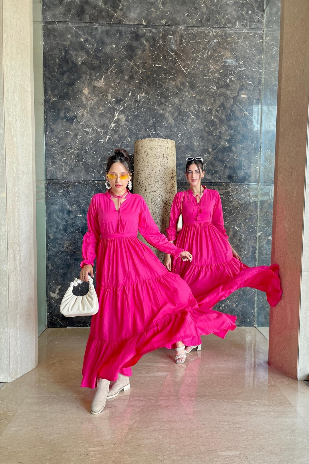 Magenta Frill Cotton Dress DIMPLE DESIGN STUDIO Magenta Frill Cotton Dress DIMPLE DESIGN STUDIO