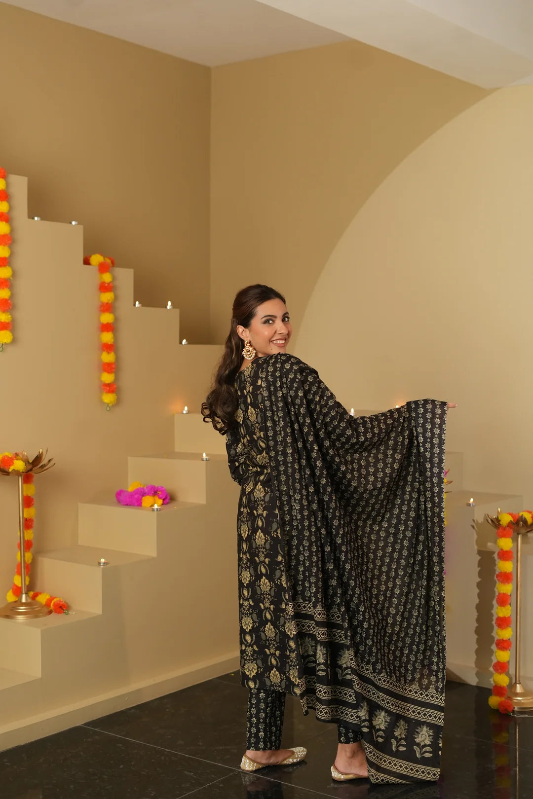 Unstitched - Tripti Black Cotton Suit Set